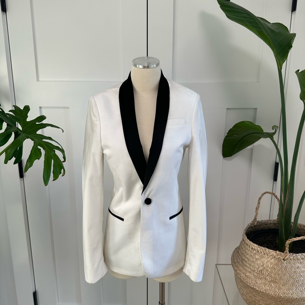 ASOS White Tuxedo Blazer with Black Trim